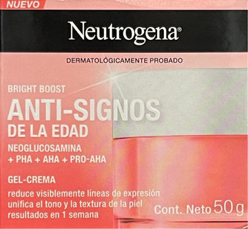Neutrogena Bright Boost Crema Gel iluminadora 50 g - tubo blanco con detalles naranjas