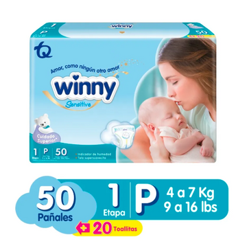 Pañal Winny Sensitive Etapa 1 50 unidades — Tecnoquímicas