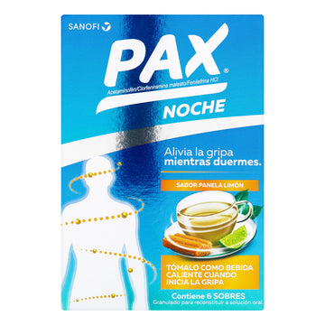 Pax Caliente Noche Panela acetaminofén fenilefrina clorfeniramina 6 sobres — Eurofarma