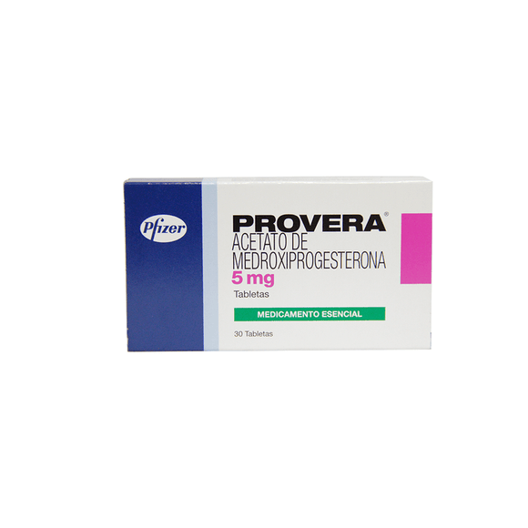 Provera 5mg acetato de medroxiprogesterona 30 tabletas — Pfizer