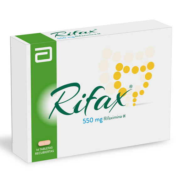 Rifax rifaximina 550mg 14 tabletas — Abbott