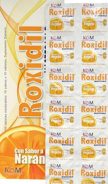 Roxidil Vitamina C Masticable Naranja 500mg 100 Tabletas — Icom