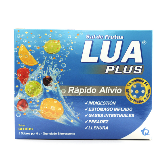 Sal de Frutas Lua Plus Citrus bicarbonato y simeticona 8 sobres — Tecnoquímicas