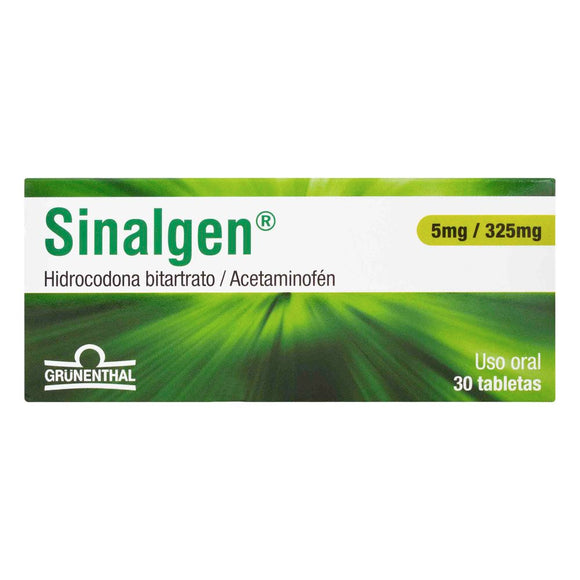 Sinalgen oxicodona 5mg + paracetamol 325mg 30 tabletas — Grünenthal