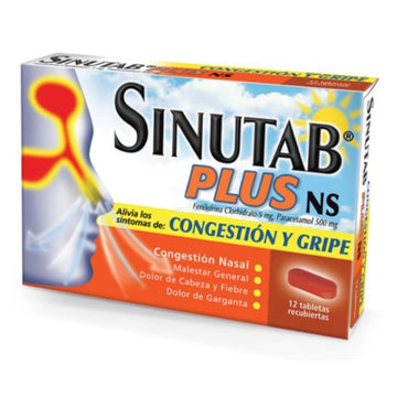Sinutab Plus NS 12 tabletas — Johnson & Johnson