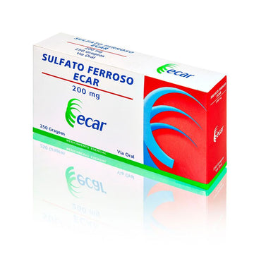 Sulfato Ferroso 200 mg 250 Grageas Ecar