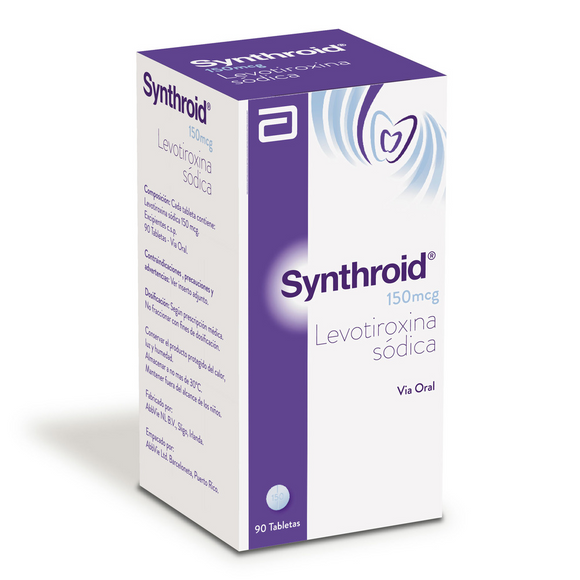 Synthroid 150mcg levotiroxina sódica 90 tabletas — Abbott