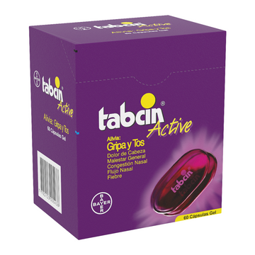 Tabcin Active Liquid Gel Acetaminofén Dextrometorfano Fenilefrina Clorfenamina 60 cápsulas — Bayer