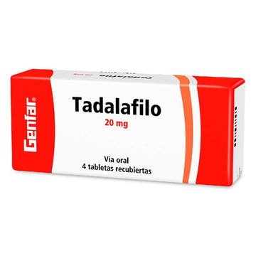 Tadalafilo 20mg 4 tabletas recubiertas vía oral — Genfar