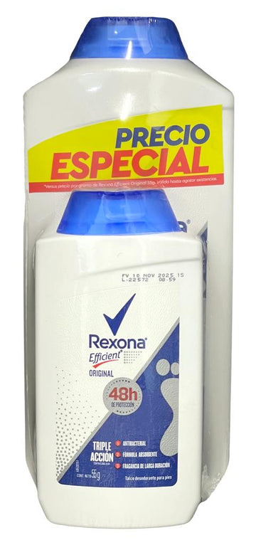Talco Rexona Efficient 180gr+55gr desodorante corporal — Unilever