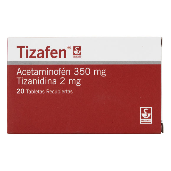 Tizafen acetaminofén 350mg tizanidina 2mg 20 tabletas — Siegfried