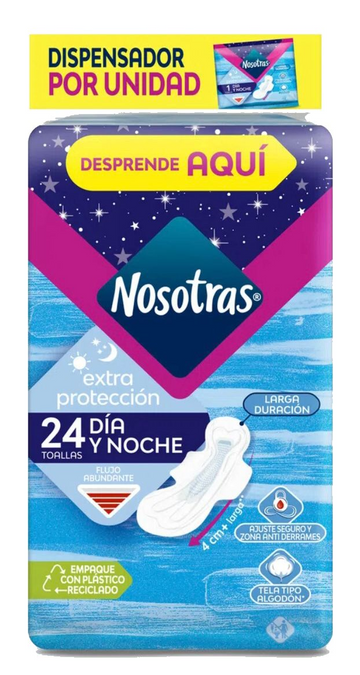 Toalla Nosotras Extraprotección Día y Noche 24 Unidades — Familia