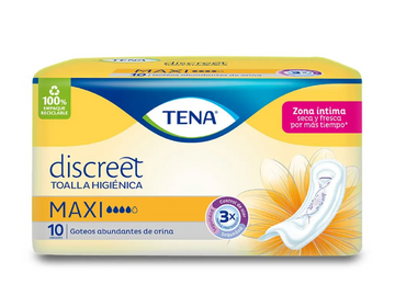 Toalla Tena Mujer Discreet Maxi 10 unidades — Familia