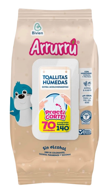 Toallas Arrurrú avena Practicorte 70 unidades — Belleza Express