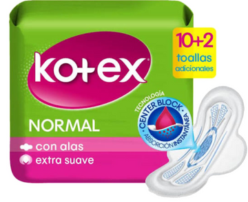Toallas Kotex Normal Tela Promo 10+2 — Colombiana Kimberly Colpa