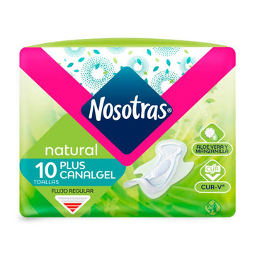 Toallas Nosotras Natural Plus Canalgel 10 unidades — Familia