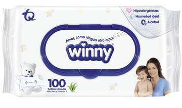 Toallitas Winny Aloe + Vitamina E 100 uds — Tecnoquímicas