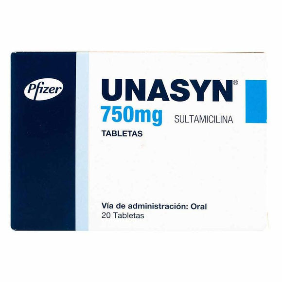 Unasyn 750mg sultamicilina caja x20 tabletas — Pfizer