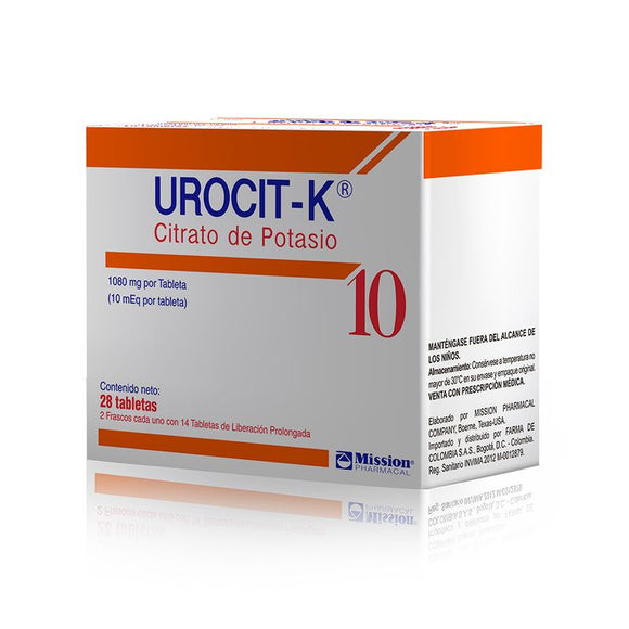 Urocit-K 10 mEq Citrato de Potasio 28 Tabletas — Mission Pharmacal