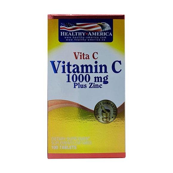 Vitamina C 1.000 mg + Zinc 100 tabletas — Healthy America