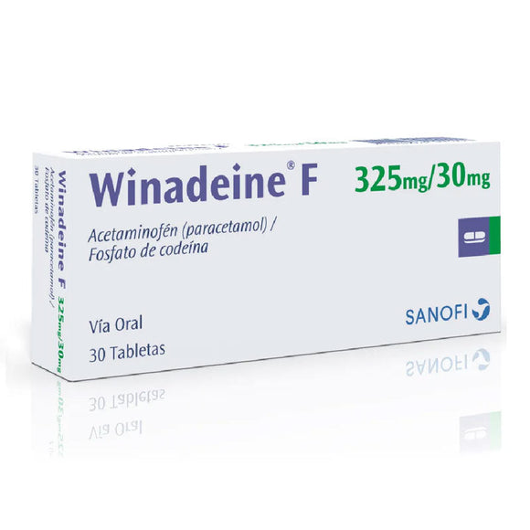 Winadeine F acetaminofén 325mg + codeína 30mg 30 tabletas — Eurofarma
