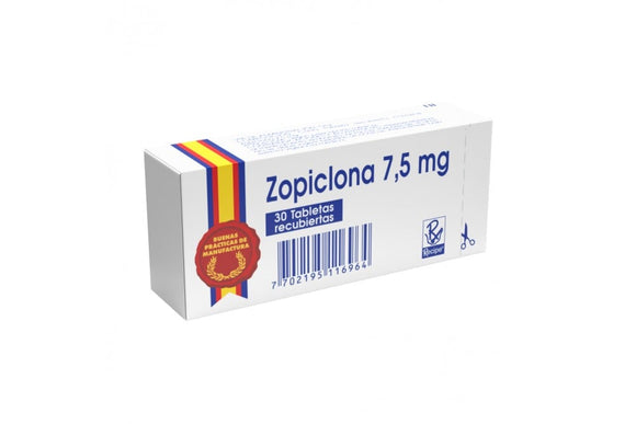 Zopiclona 7.5 mg 30 Tabletas Recubiertas Bussie - hipnótico no benzodiazepínico Colombia