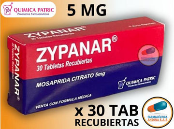 Zypanar 5mg mosaprida citrato 30 tabletas recubiertas — Química Patric