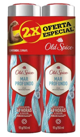 2 DESODORANTE OLD SPICE SPRAY PACK MAR PROFUNDO 93 GR (EXH) - Uno A Droguerias