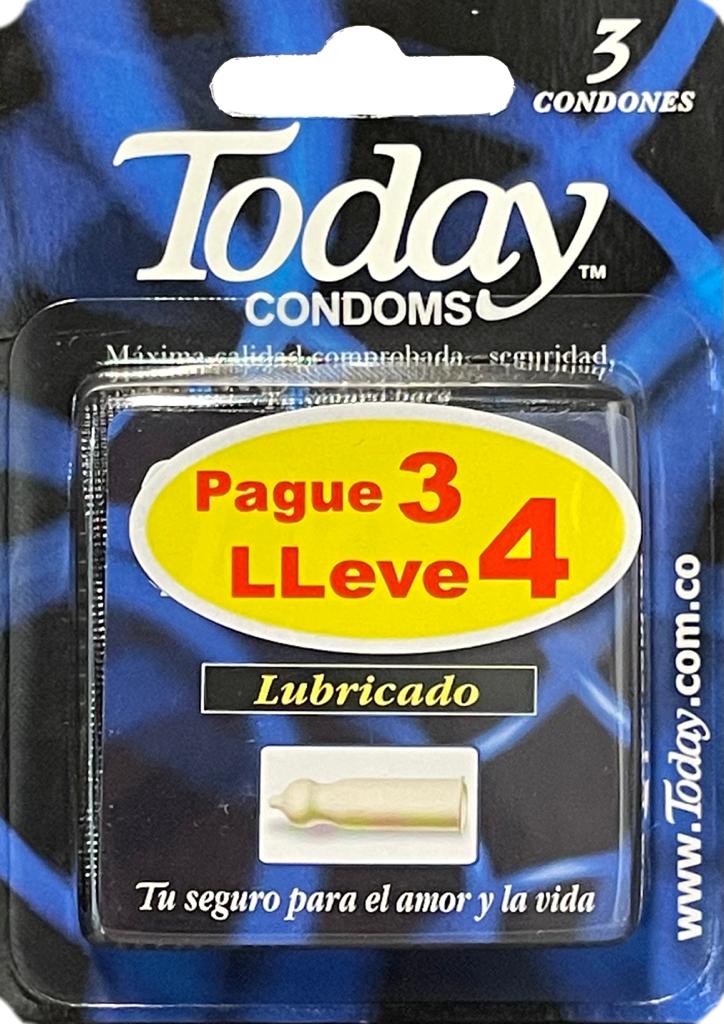PRESERVATIVO TODAY LUBRICADO PAGUE 3 LLEVE 4 UNIDADES