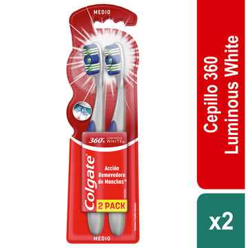 2 Cepillo Colgate 360 Luminous White Medio — Colgate-Palmolive