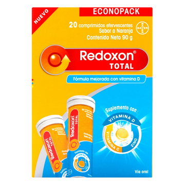 2 Tubos Redoxon Total Efervescente Naranja 20 Tabletas — Bayer