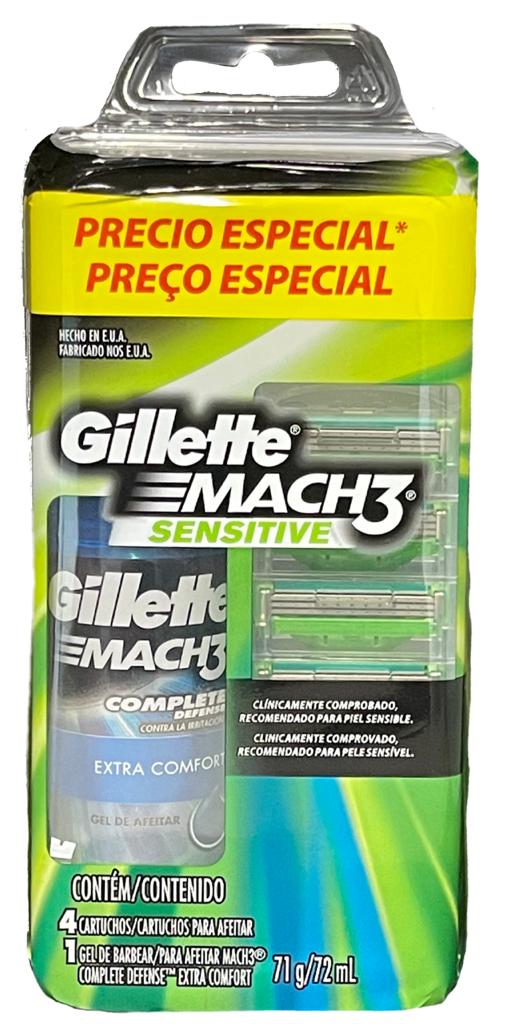 GILLETE MACH3 SENSITIVE 4 CARTUCHOS+MACH3 MINIG 72 ML