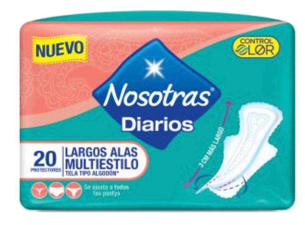 PROTECTORES NOSOTRAS DIARIOS LARGOS CON ALAS MULTIESTILO 20 UNIDADES