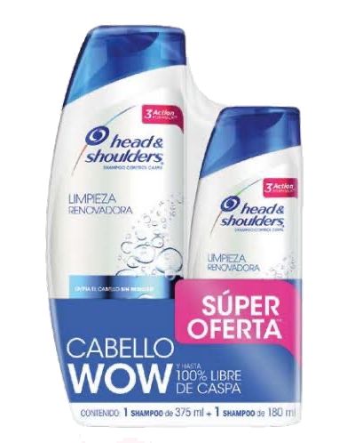 CHAMPOO HEAD SHOULDERS LIMPIEZA RENOVADORA 375 ML+ 180 ML PRECIO ESPECIAL (EXH) - Uno A Droguerias