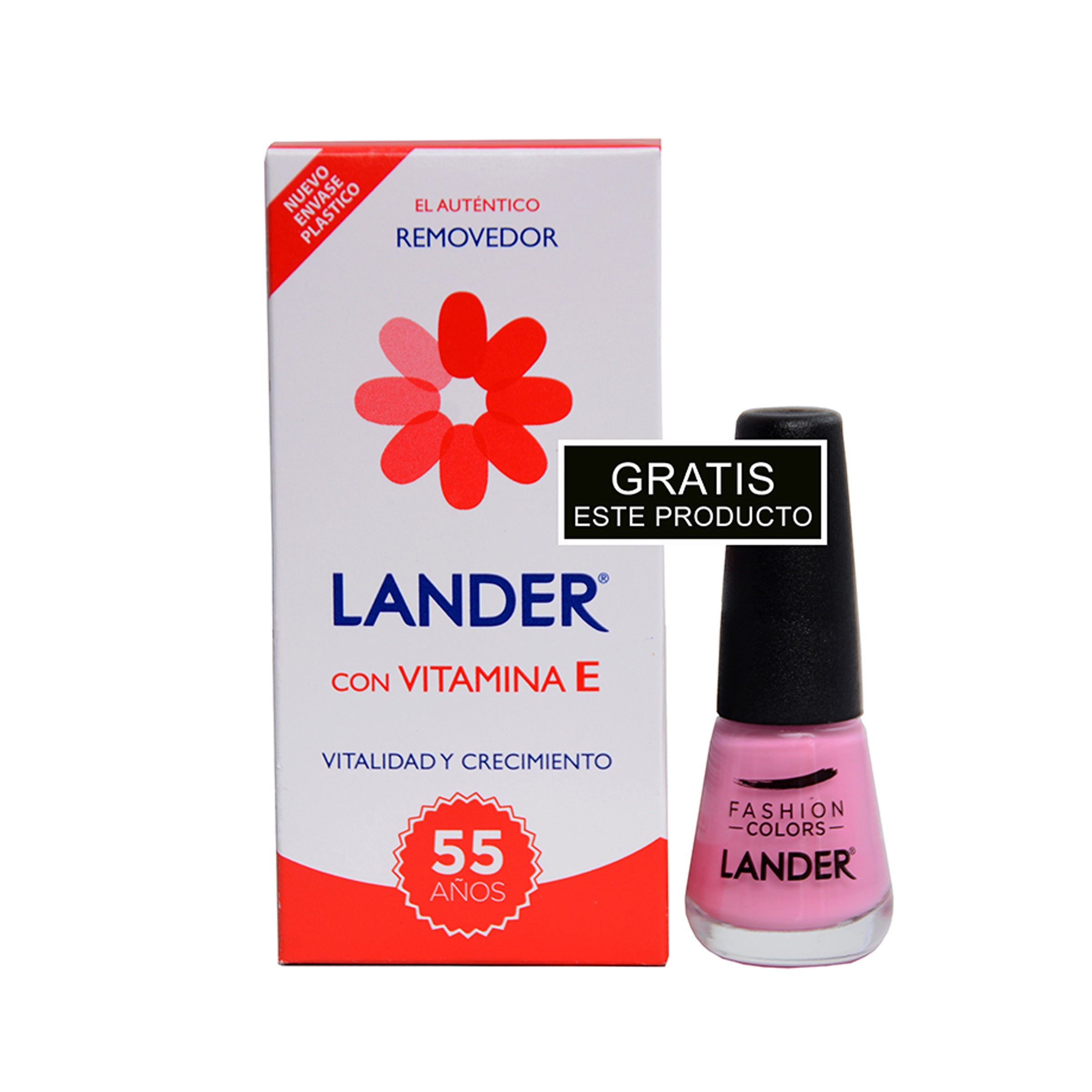 REMOVEDOR LANDER VITAMINA E 55 ML GRATIS ESMALTE FASHION COLORS