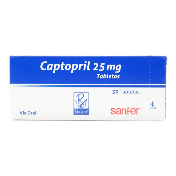 Captopril 25 Mg 30 Tabletas Rc Uno A Droguerias