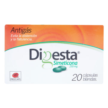 Digesta Antigás Simeticona 250mg 20 cápsulas blandas — Procaps