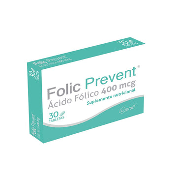 Folic Prevent ácido fólico 400mcg 30 tabletas — Laproff