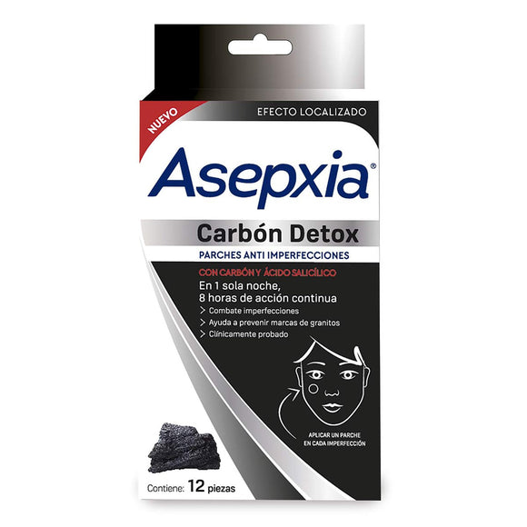 PARCHES ANTI IMPERFECCIONES ASEPXIA CARBON DETOX 12 UNIDADES - Uno A Droguerias