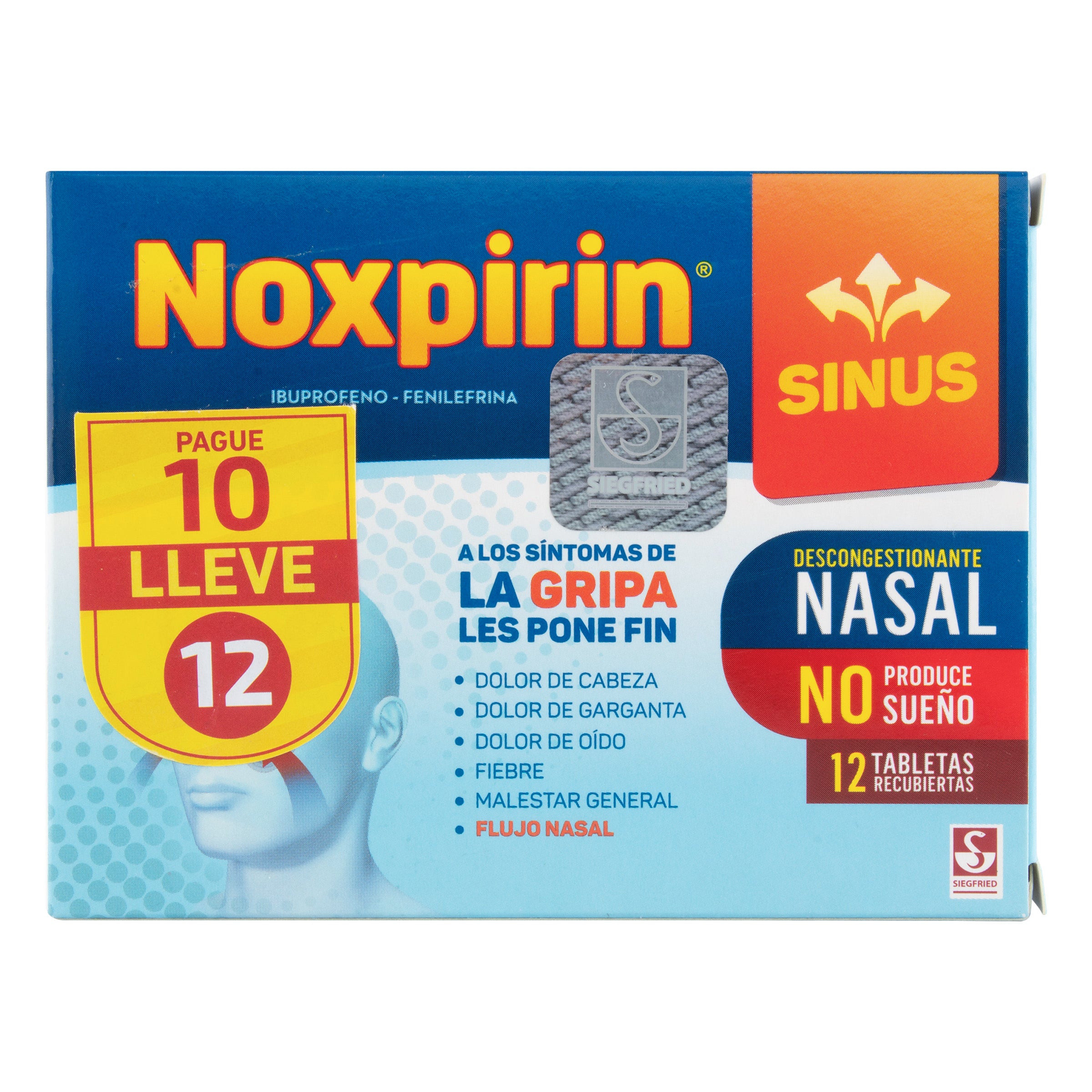 NOXPIRIN SINUS 12 TABLETAS PAGUE 10 LLEVE 12