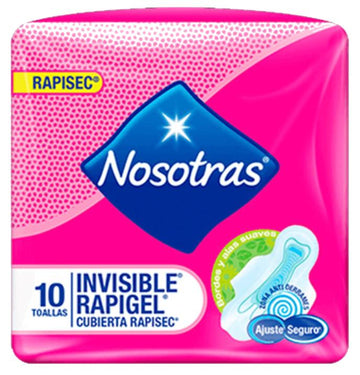 TOALLAS NOSOTRAS INVISIBLE RAPIGEL 10 UNIDADES +2 TOA