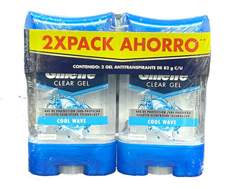 2 DESODORANTE GILLETTE CLEAR GEL COOL WAVE 82 GR (EXH) - Uno A Droguerias