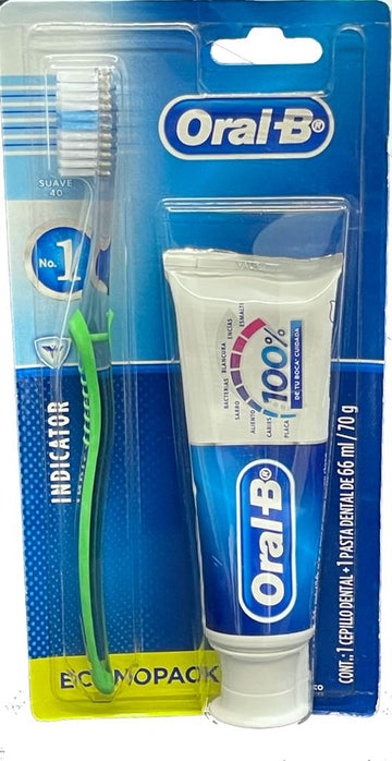 PACK ORAL-B CEPILLO+CREMA 100% 66 ML(EXH) - Uno A Droguerias