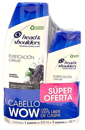 SHAMPOO HEAD SHOULDERS PURIFICACION CAPILAR 375 ML + 180 ML(EXH) (AGO) - Uno A Droguerias