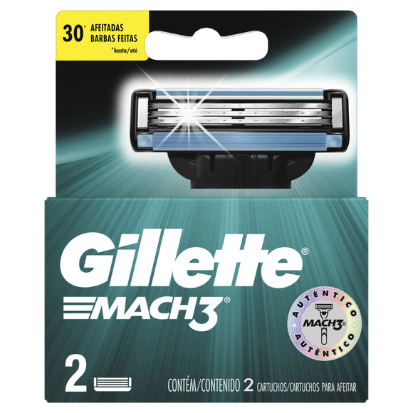 REPUESTO MAQUINA AFEITAR GILLETTE MACH 3 2 UNIDADES - Uno A Droguerias