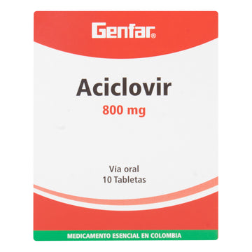 Aciclovir 800 mg 10 Tabletas — Genfar