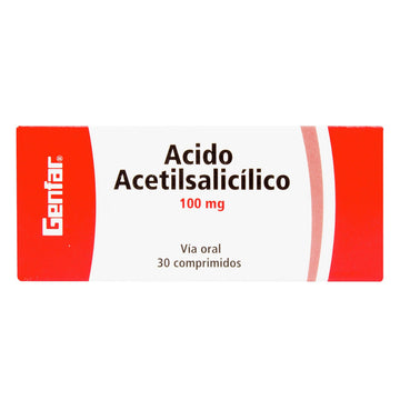 Ácido Acetilsalicílico 100 mg 30 Tabletas — Genfar