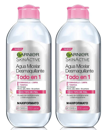2 AGUA MICELAR GARNIER SKIN ACTIVE 400 ML