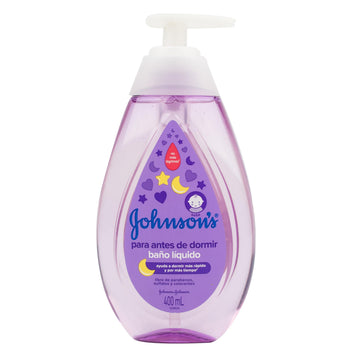 Baño Líquido Johnson's Baby Antes de Dormir 400 ml - frasco azul con fragancia relajante para bebé