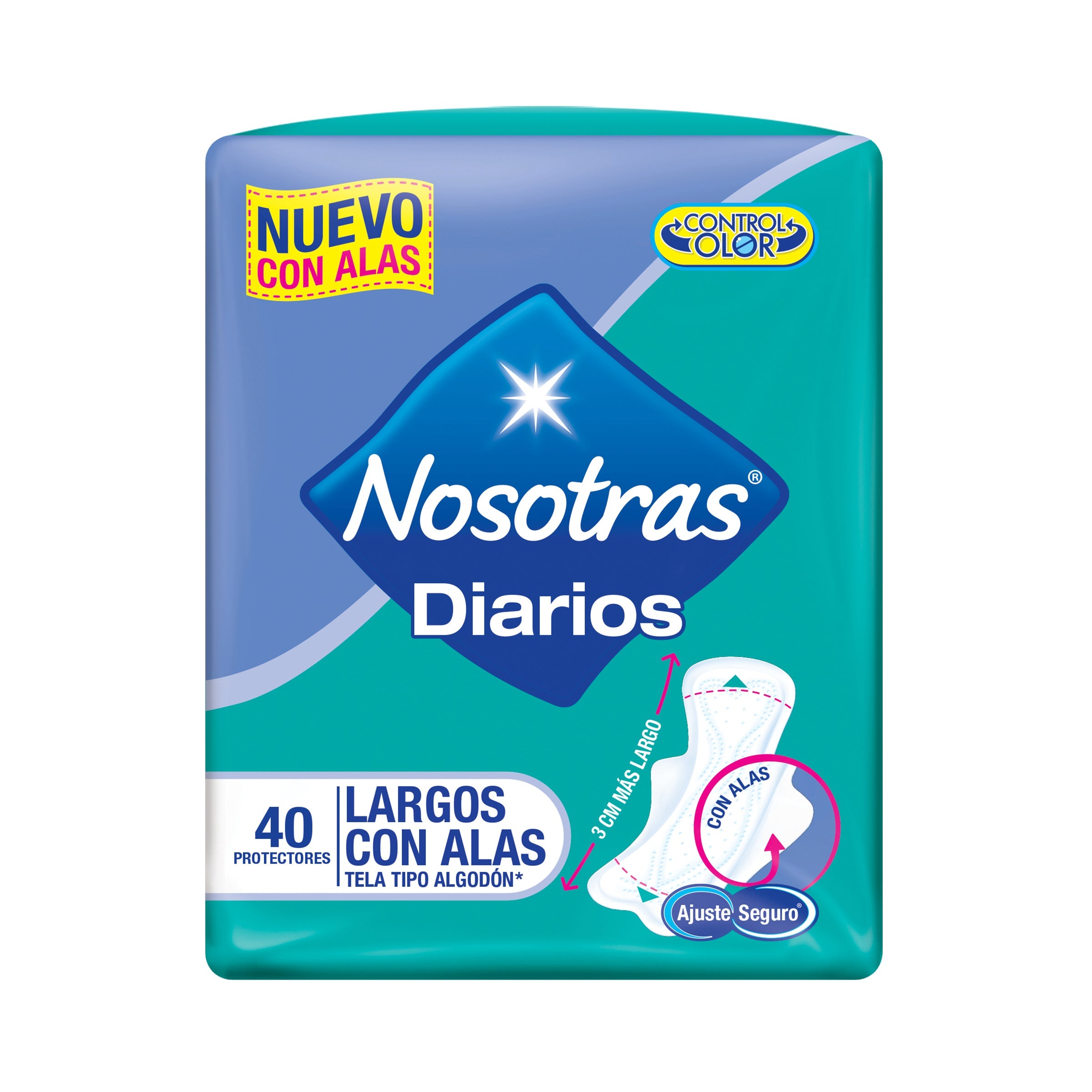 PROTECTORES NOSOTRAS DIARIOS LARGOS CON ALAS 40 UNIDADES